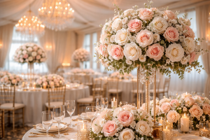 A grade fresh cut roses from Yunnan with long stems, vibrant tight buds, arranged for luxury weddings and high-end event floral displays